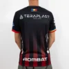 Tricou de suporter Gloria Bistrița – Negru (spate) Spatele tricoului de suporter negru, curat, cu sigla Teraplast sus și Rombat jos